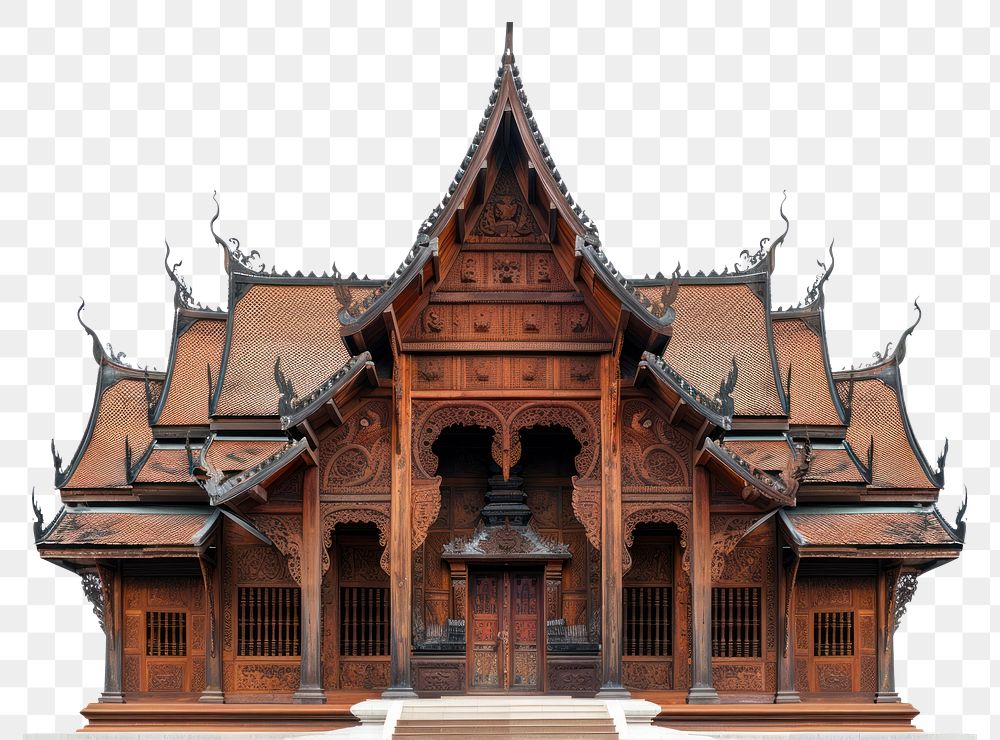 PNG Wooden temple building architecture housing worship.