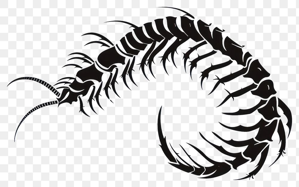PNG Centipede illustrated stencil drawing.
