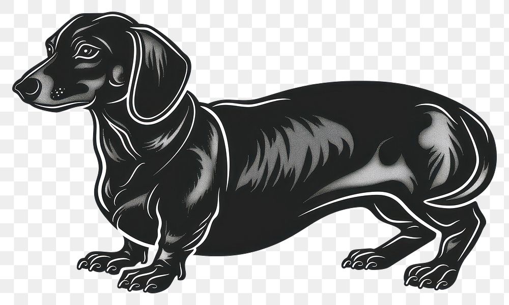 PNG Dachshund dog illustrated kangaroo stencil.
