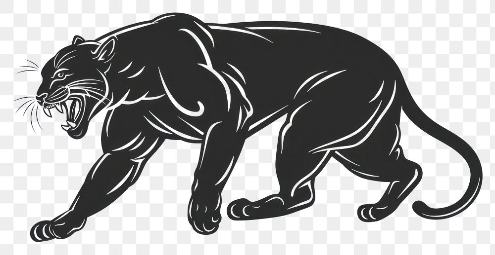 PNG Panther illustrated wildlife stencil.
