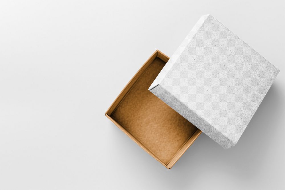 PNG box lid mockup, transparent design