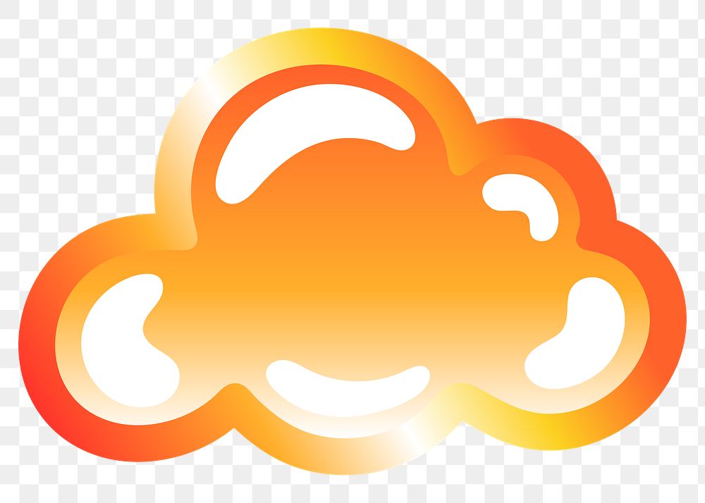 Cloud icon png cute funky orange shape, transparent background