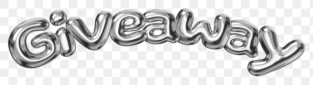 Giveaway word sticker png element, editable fluid chrome font design