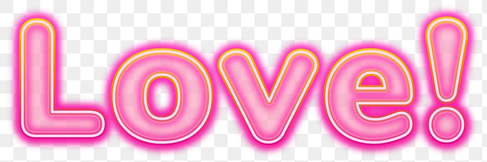 Love word sticker png element, editable  pink neon font design