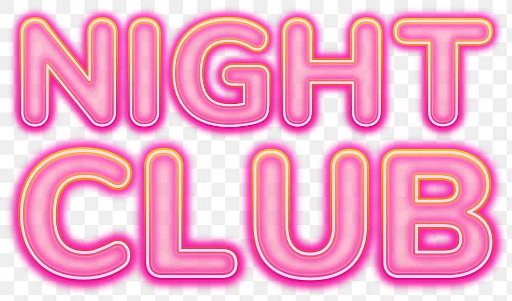 Night club word sticker png element, editable  pink neon font design