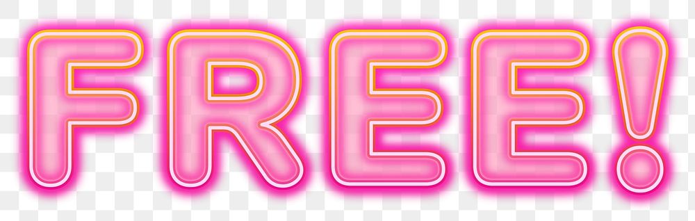 Free word sticker png element, editable  pink neon font design