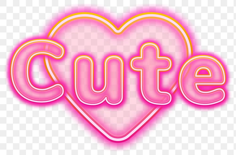 Cute word sticker png element, editable  pink neon font design