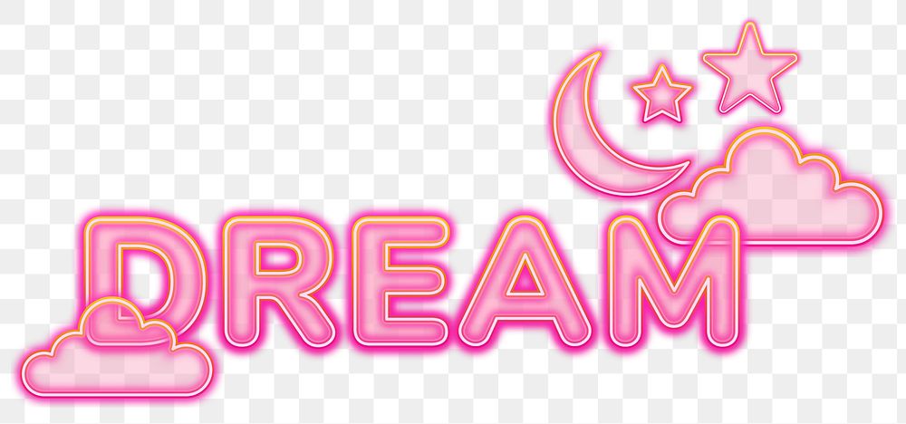Dream word sticker png element, editable  pink neon font design