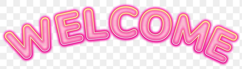 Welcome word sticker png element, editable  pink neon font design