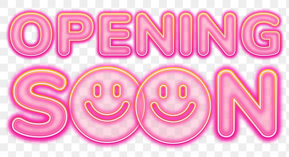 Opening Soon word sticker png element, editable  pink neon font design
