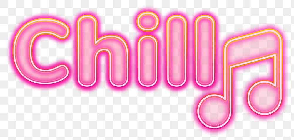 Chill word sticker png element, editable  pink neon font design