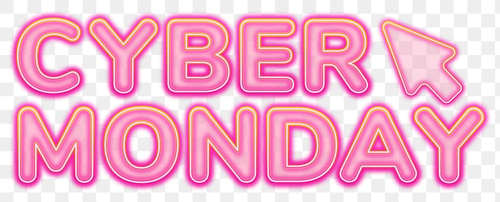 Cyber Monday word sticker png element, editable  pink neon font design