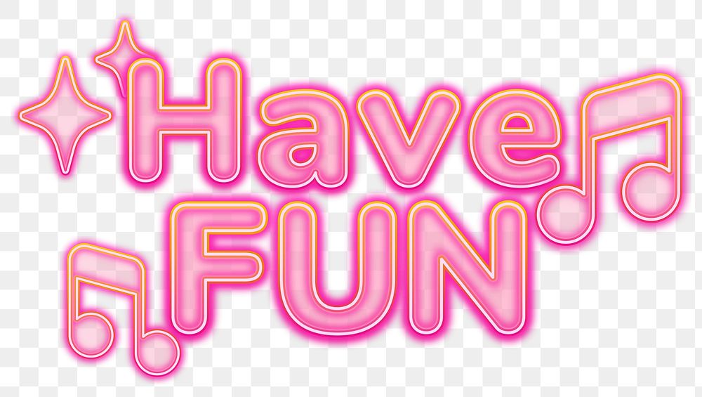Have Fun word sticker png element, editable  pink neon font design