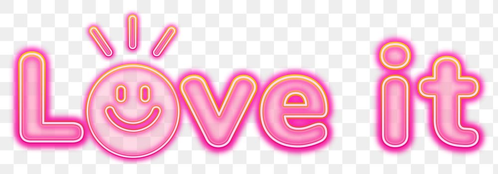 Love it word sticker png element, editable  pink neon font design