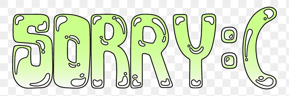 Sorry word sticker png element, editable  green doodle design