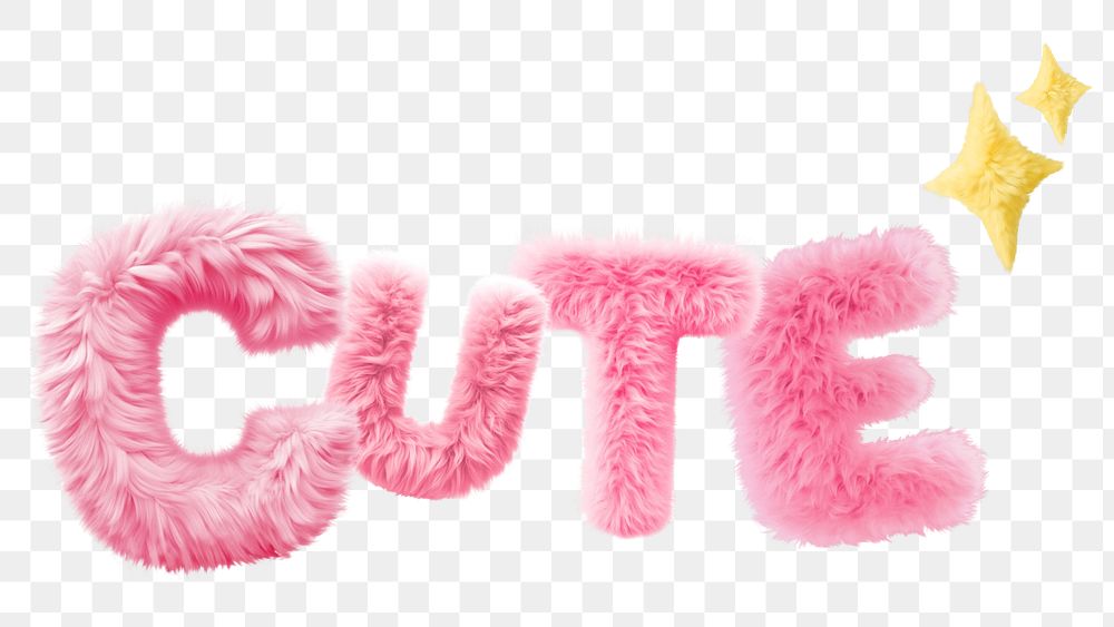 Cute word sticker png element, editable  fluffy pink font design