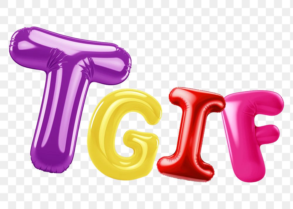 Tgif word sticker png element, editable  balloon party offset font design