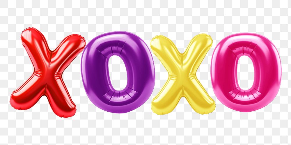 Xoxo word sticker png element, editable  balloon party offset font design