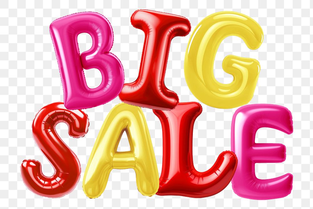 Big sale word sticker png element, editable  balloon party offset font design