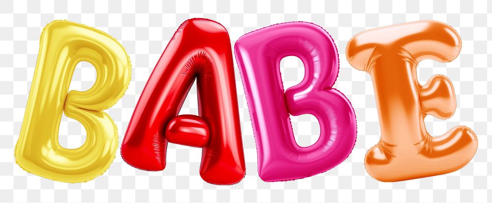 Babe word sticker png element, editable  balloon party offset font design