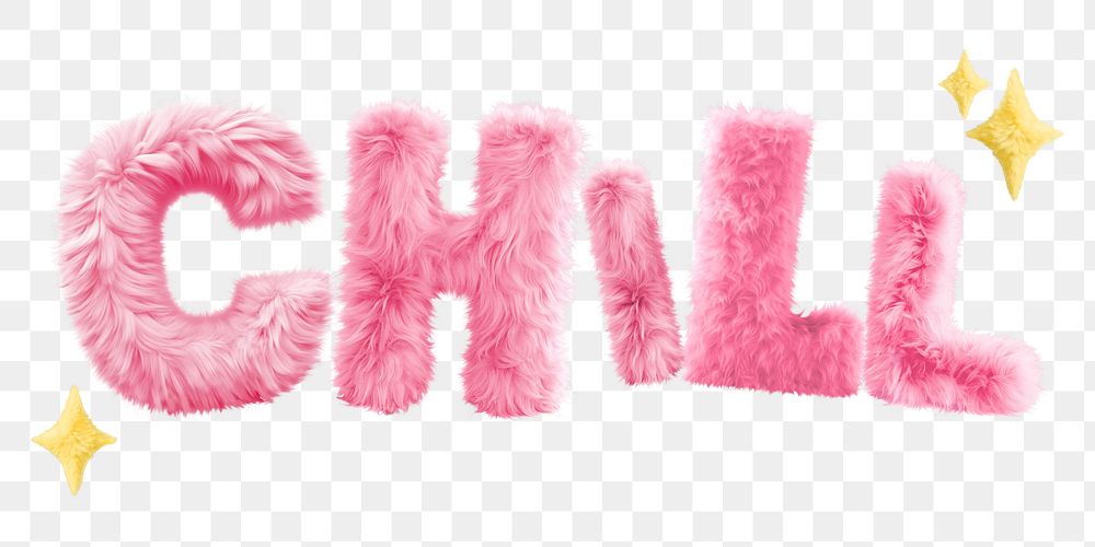 Chill word sticker png element, editable  fluffy pink font design