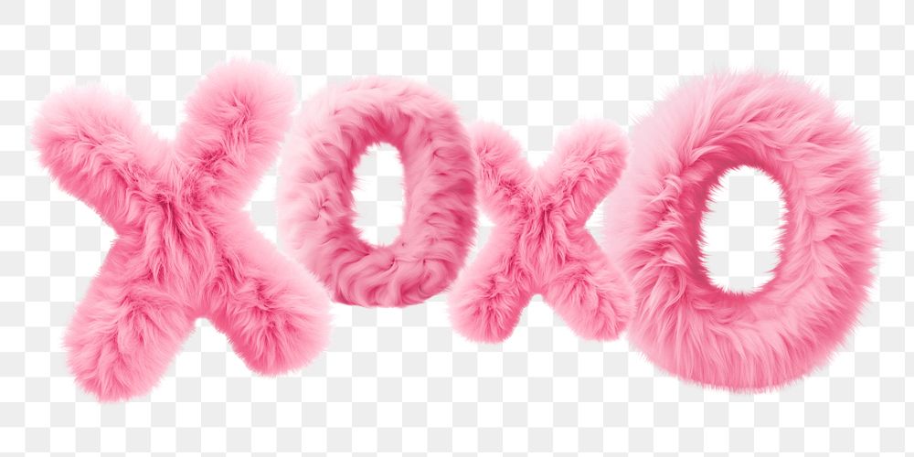 Xoxo word sticker png element, editable  fluffy pink font design
