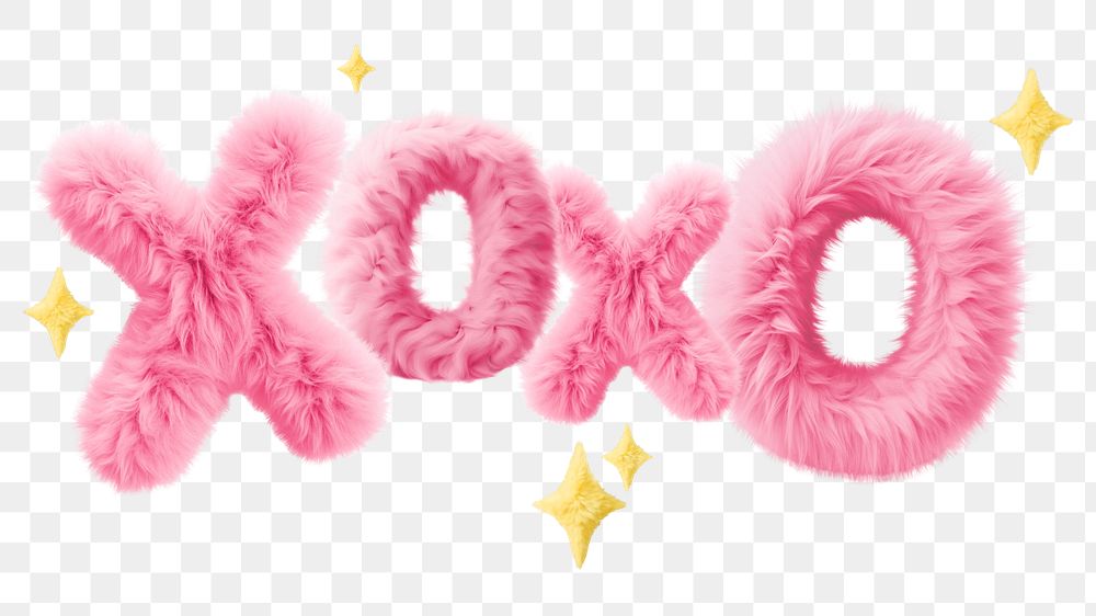 Xoxo word sticker png element, editable  fluffy pink font design