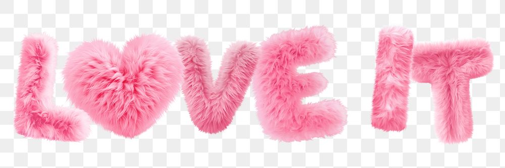 Love it word sticker png element, editable  fluffy pink font design