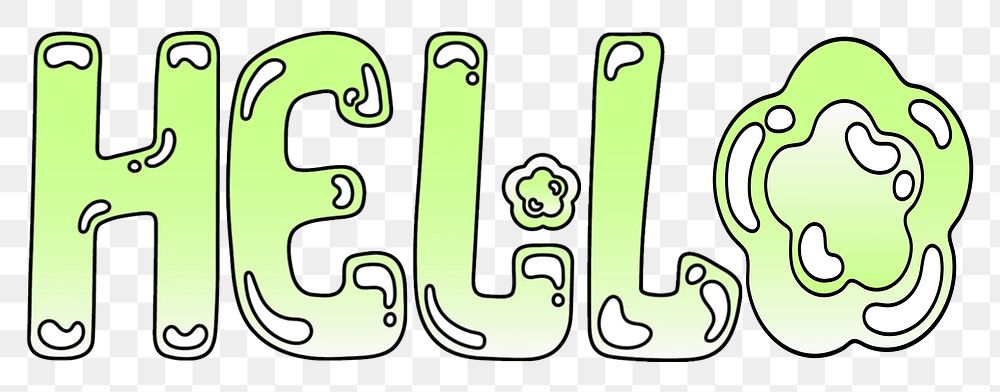 Hello word sticker png element, editable  green doodle design