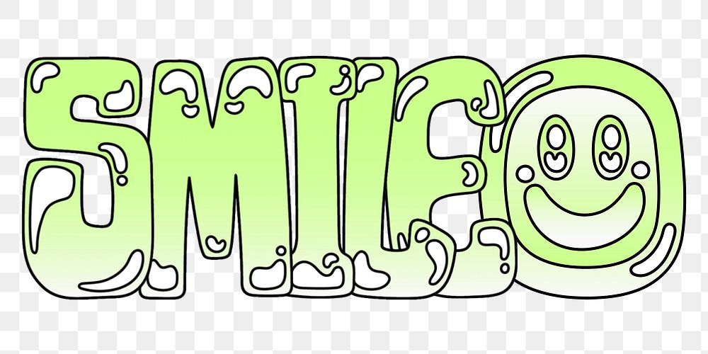 Smile word sticker png element, editable  green doodle design