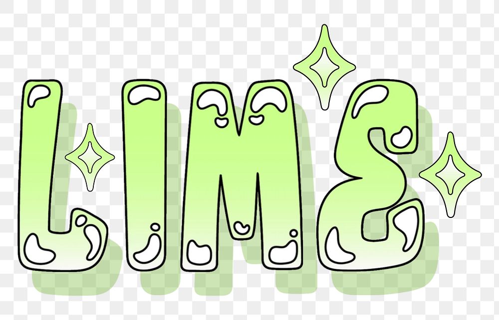 Lime word sticker png element, editable  green doodle design