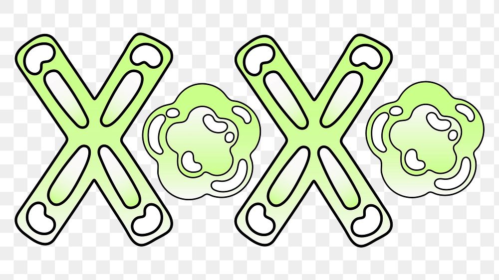 Xoxo word sticker png element, editable  green doodle design