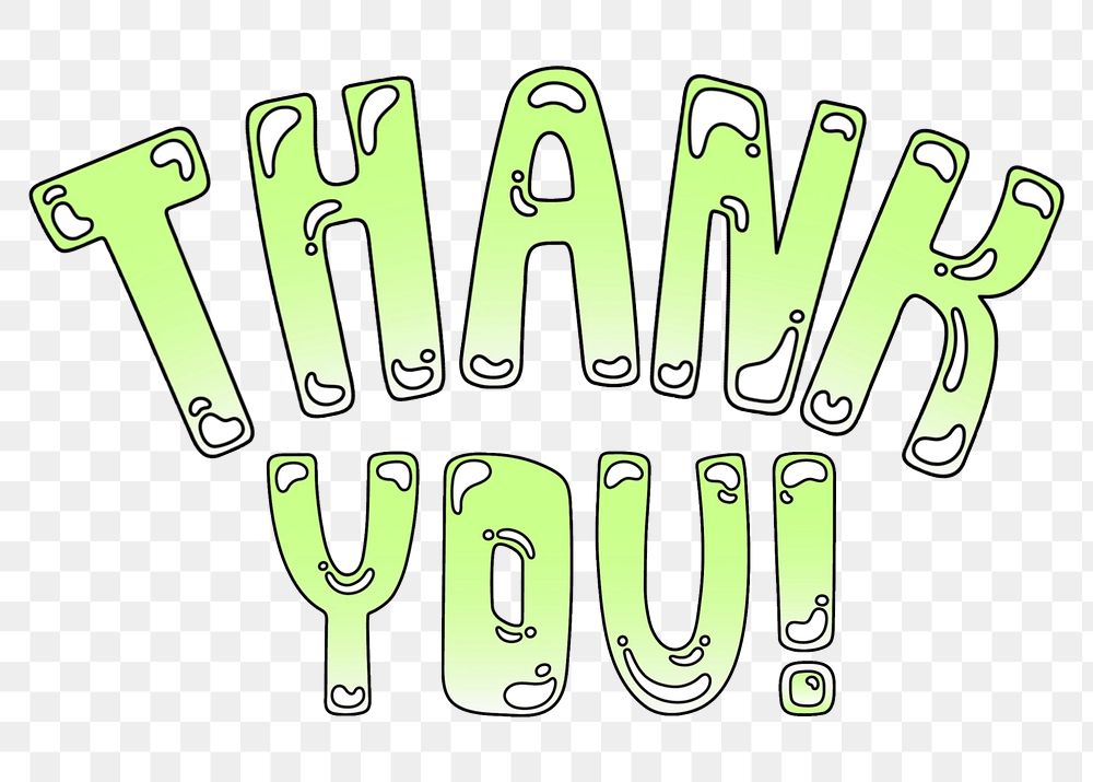 Thank you word sticker png element, editable  green doodle design