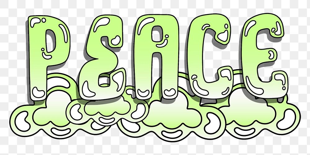 Peace word sticker png element, editable  green doodle design