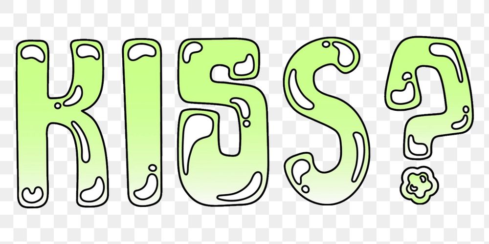 Kiss word sticker png element, editable  green doodle design