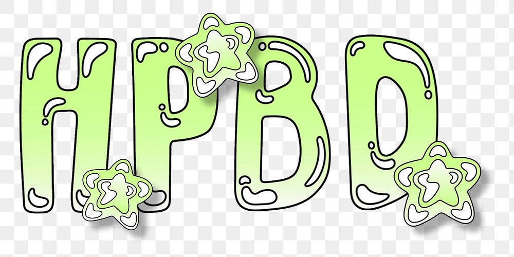 Happy birthday word sticker png element, editable  green doodle design