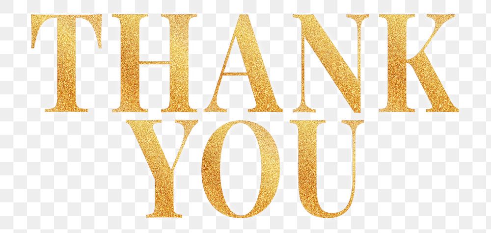 Thank you word png glitter gold font, transparent background