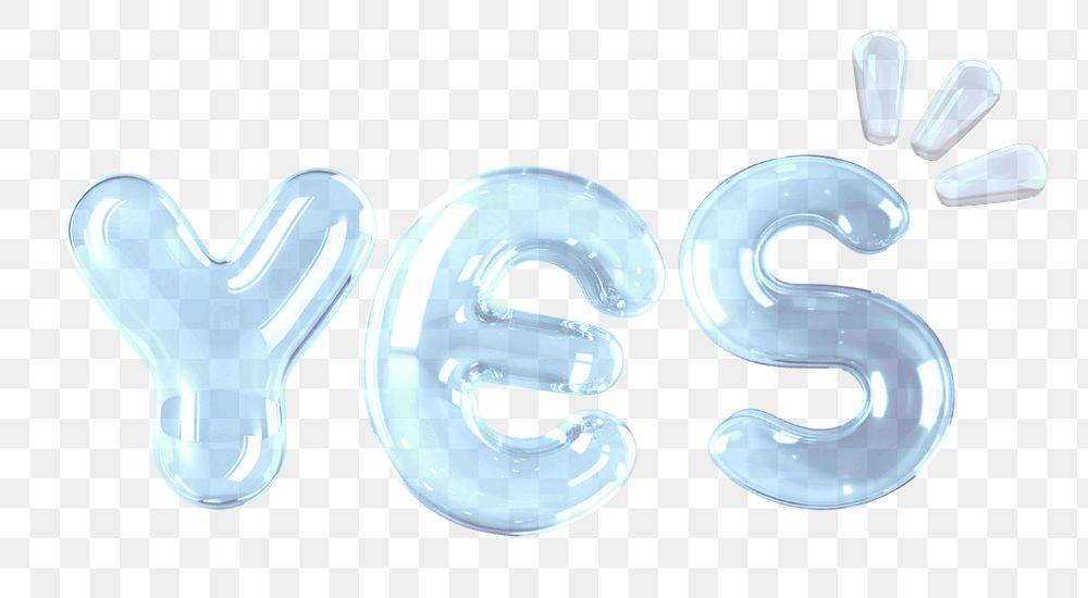 Yes word png clear bubbles offset font, transparent background