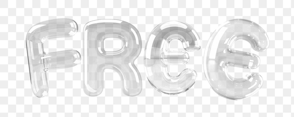 Free word png clear bubbles offset font, transparent background