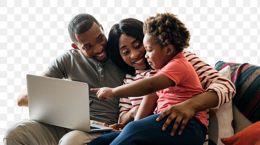 PNG happy black family, transparent background