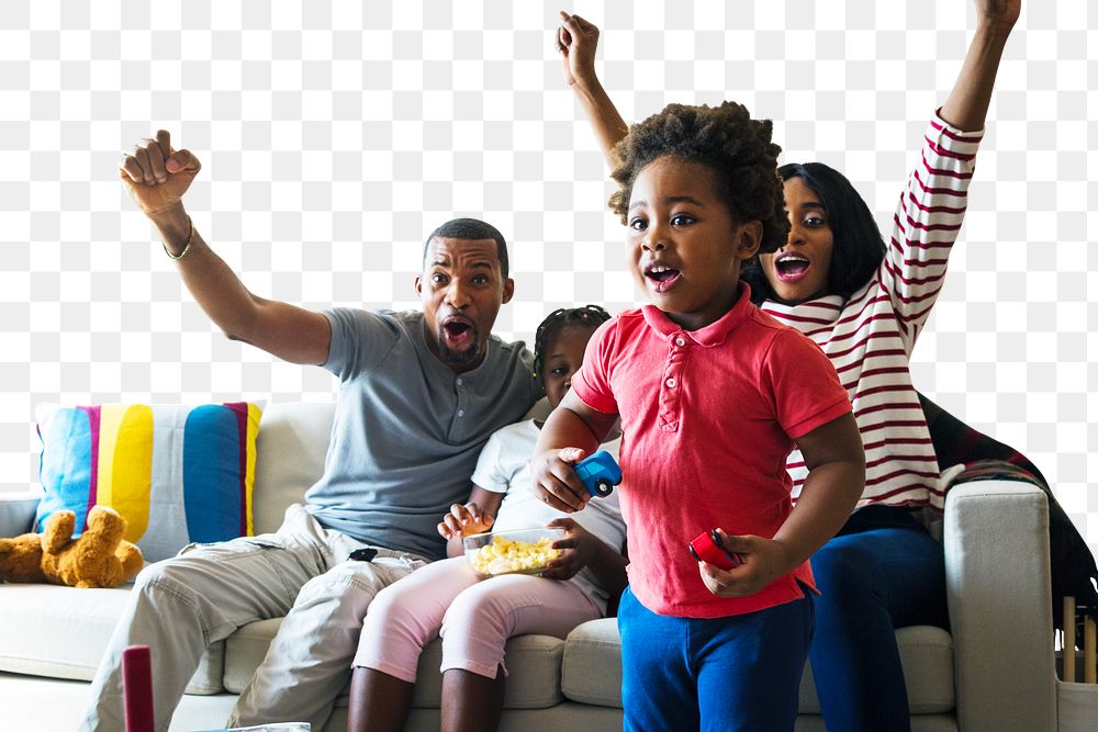 PNG happy black family, transparent background
