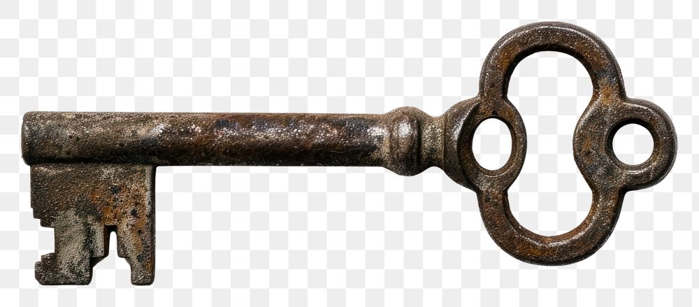 PNG Vintage iron key on white