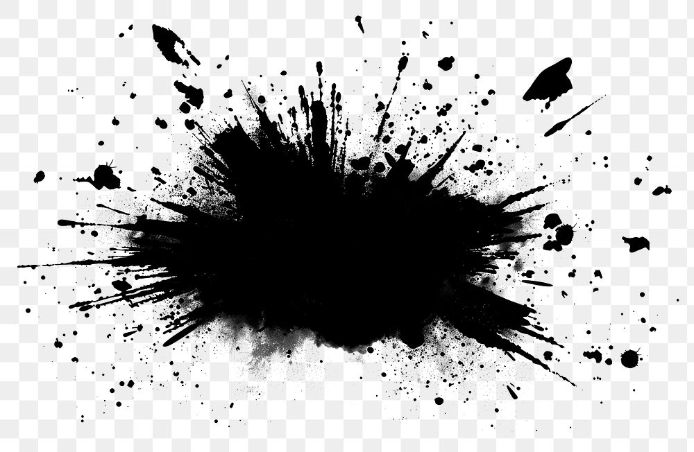 PNG Abstract black ink splatter art