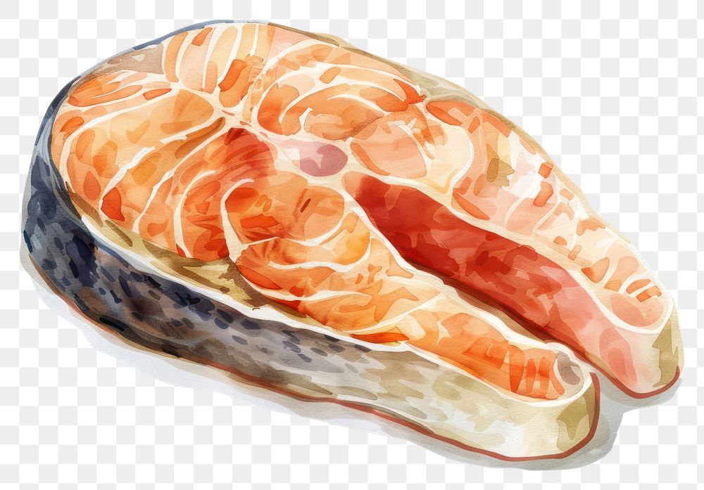 PNG Fresh salmon steak watercolor illustration