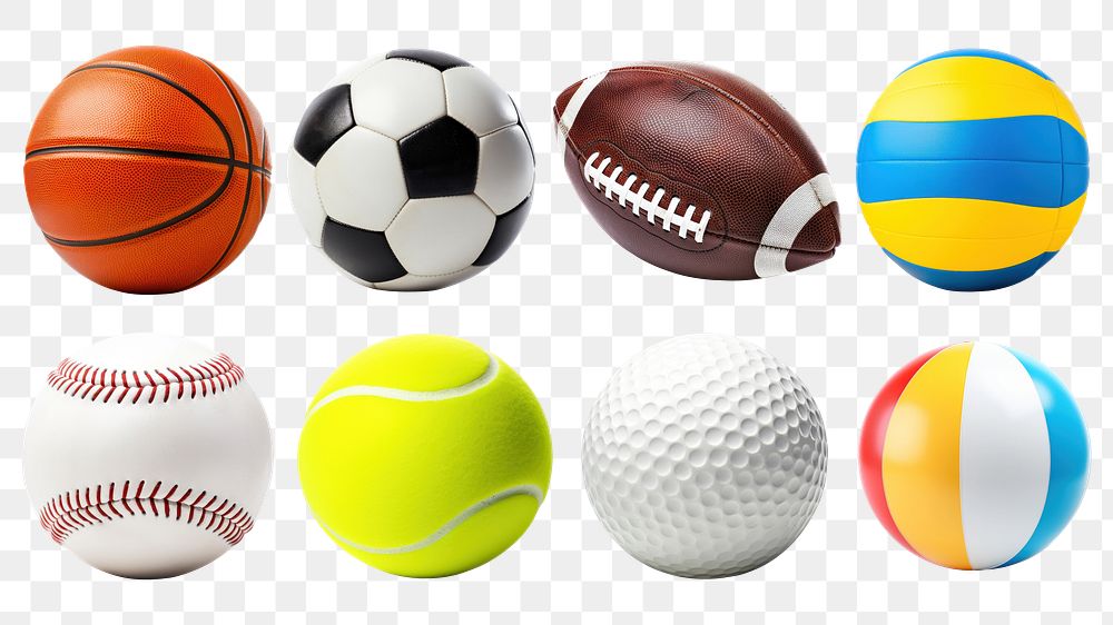 Sport ball png element set, transparent background