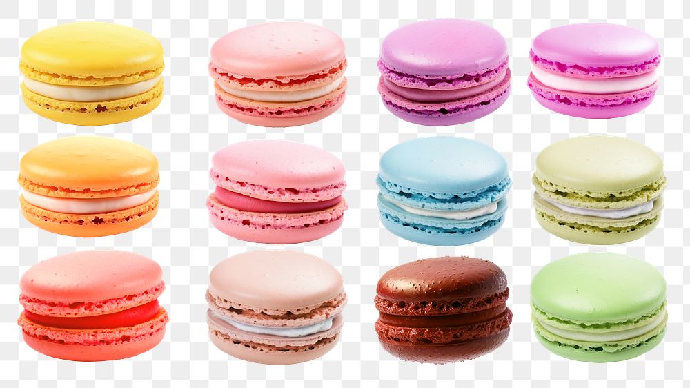 Macaron png element set, transparent background