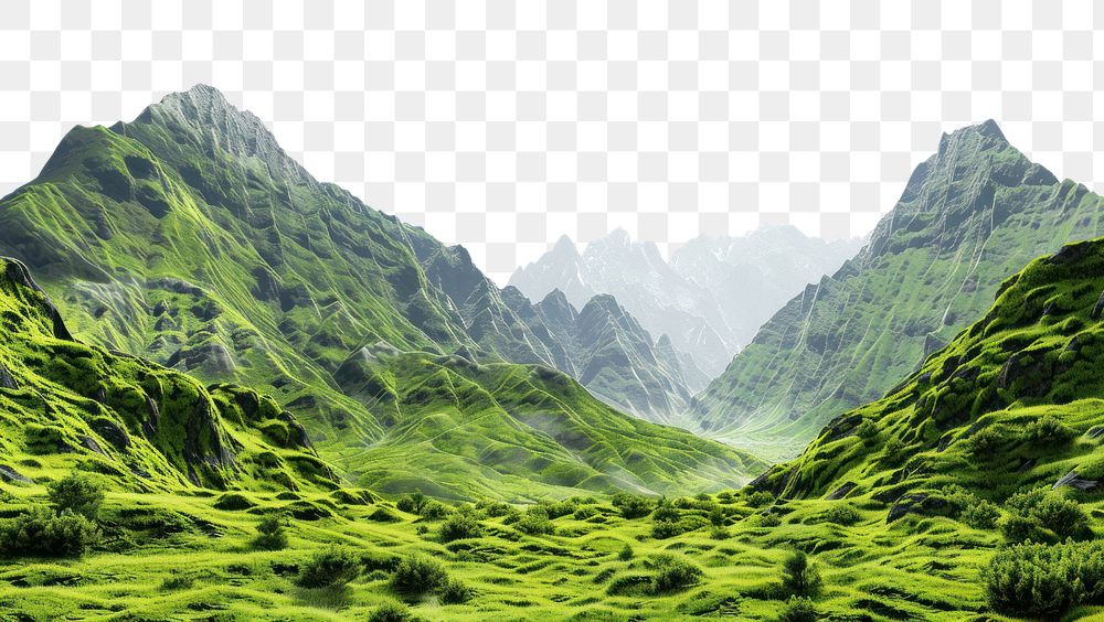 PNG Lush green mountain landscape wallpaper