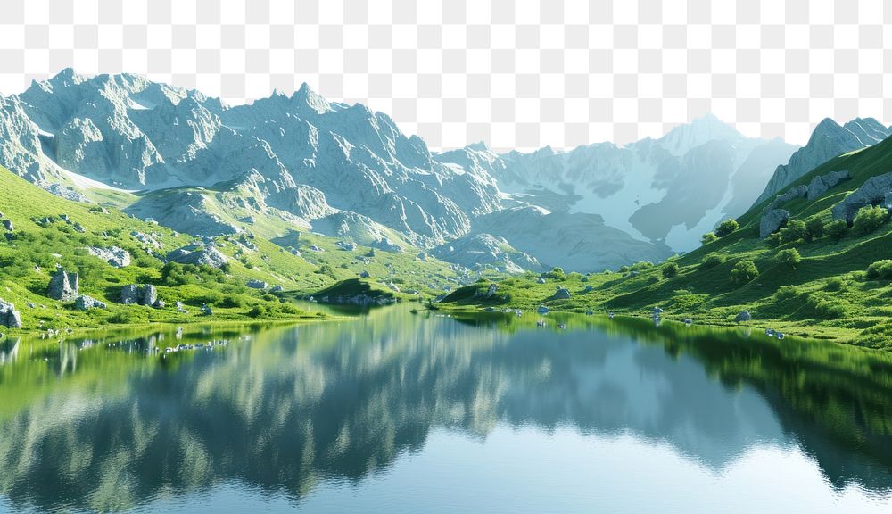 PNG Serene mountain lake landscape