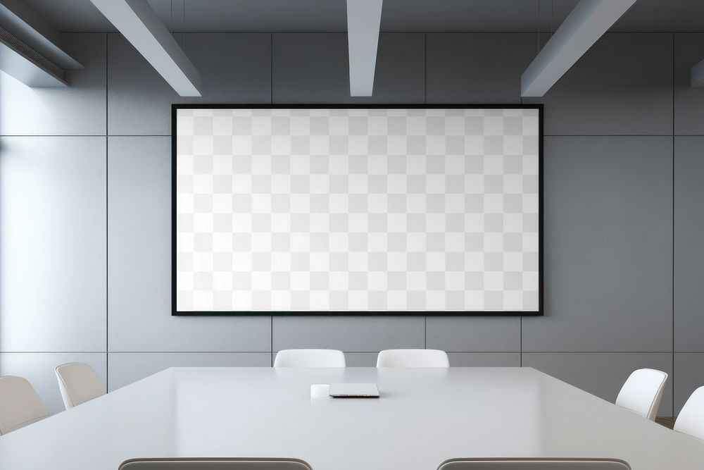 PNG conference room TV mockup, transparent background