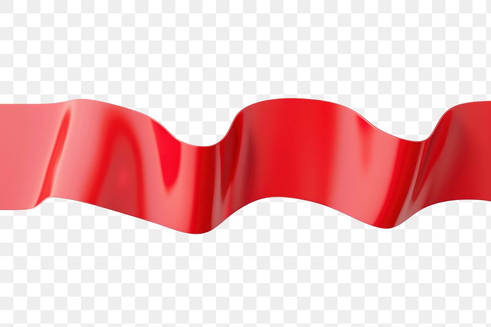 PNG  Shiny red ribbon wavy design